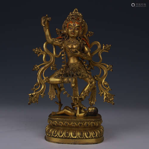 GILT BRONZE BODHISATTVA BUDDHA DANCING SHIVA