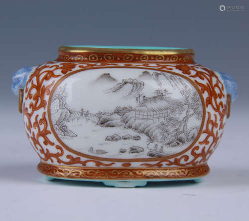 SMALL GILT  OPEN FACE PORCELAIN JAR