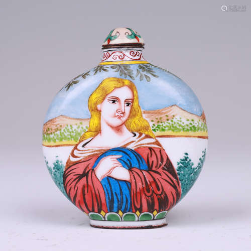 ENAMEL PORTRAIT SNUFF BOTTLE