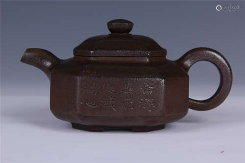 CHINESE HEXAGONAL ZISHA  CLAY TEAPOT