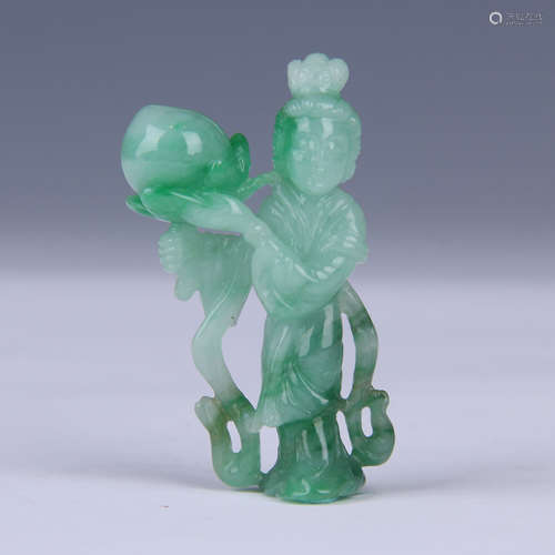 A SMALL JADEITE CARVING OF BEAUTY