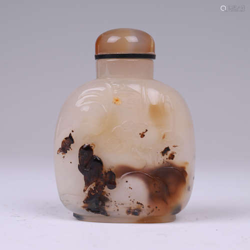 AGATE FIGURE SNUFF BOTTLE