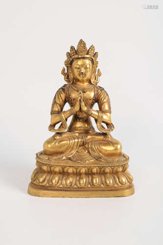 CHINESE GILT BRONZE SEATED AMITAYUS