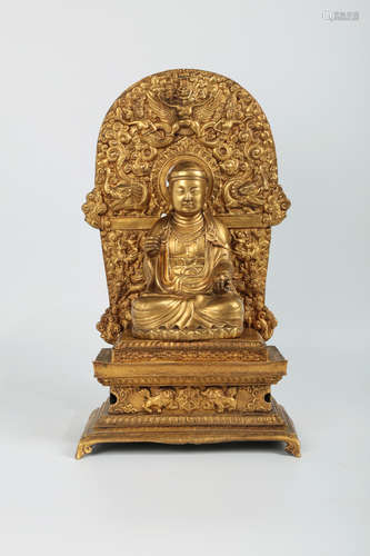 CHINESE GILT BRONZE SEATED BUDDHA