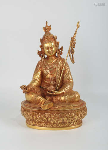 CHINESE GILT BRONZE SEATED PADMASAMBHAVA