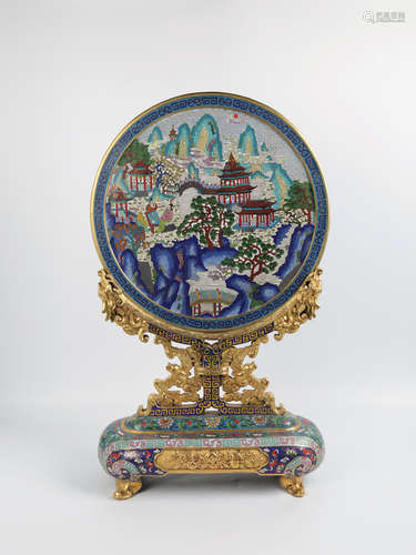 CHINESE CLOISONNE TABLE SCREEN