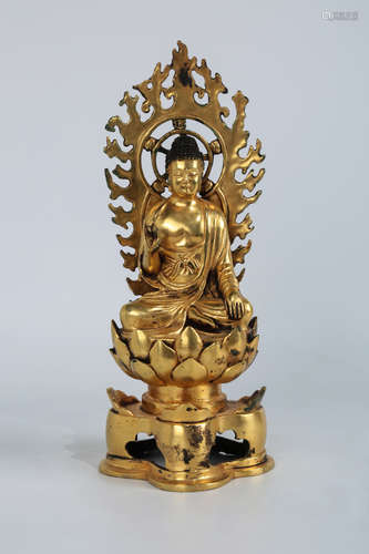 CHINESE GILT BRONZE BUDDHA