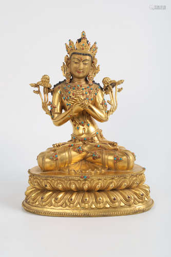 CHINESE GILT BRONZE TARA