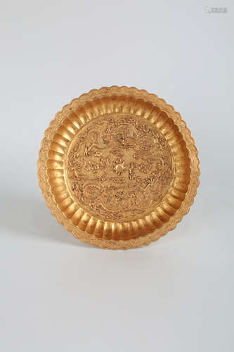 CHINESE GILT BRONZE PLATE