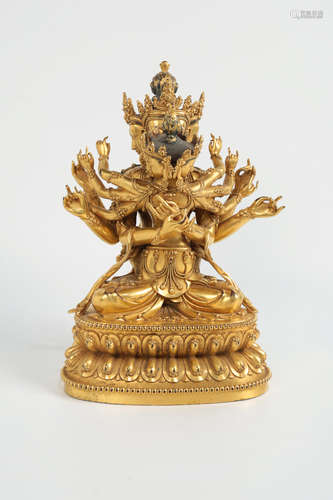 CHINESE GILT BRONZE FIGURE OF NAMGYALMA