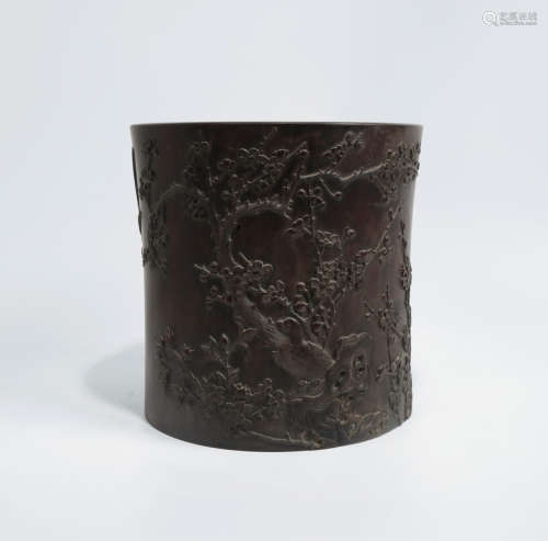 CHINESE HARD WOOD BRUSH POT