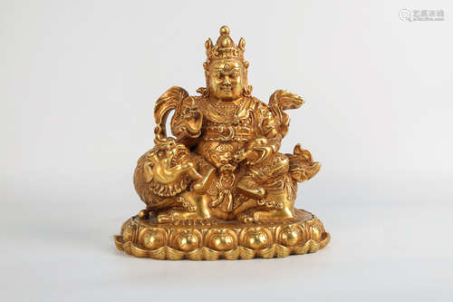 CHINESE GILT BRONZE JAMBHALA