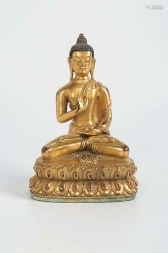 CHINESE GILT BRONZE SEATED AMITABHA