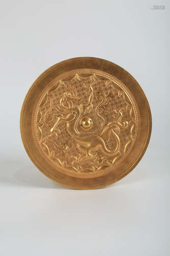 CHINESE GILT BRONZE MIRROR