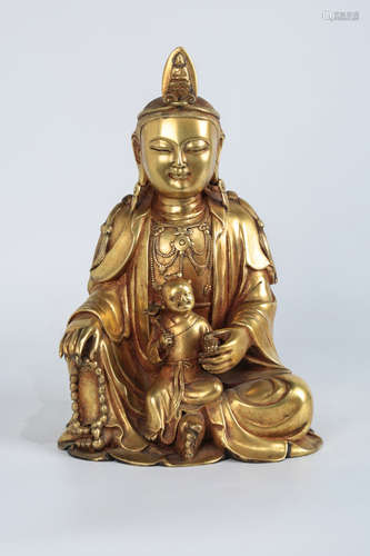 CHINESE GILT BRONZE GUANYIN