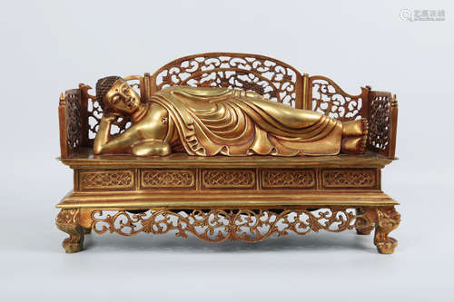 CHINESE GILT BRONZE BUDDHA