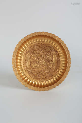 CHINESE GILT BRONZE PLATE