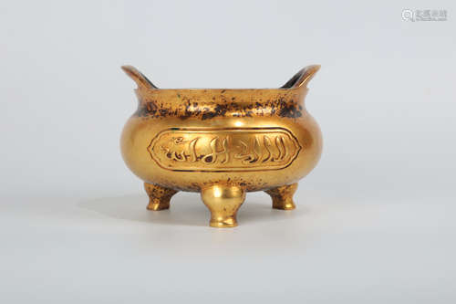 CHINESE GILT BRONZE CENSER