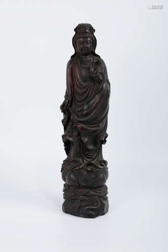 CHINESE HARDWOOD FIGURE OF GUANYIN