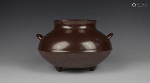 CHINESE SOY GLAZED PORCELAIN CENSER