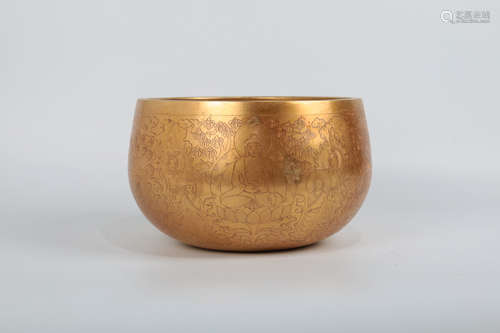 CHINESE GILT BRONZE BOWL