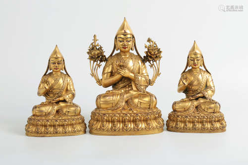 CHINESE GILT BRONZE FIGURES OF TSONGKHAPA