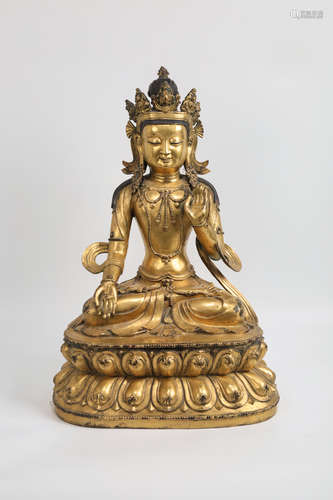 CHINESE GILT BRONZE SEATED AMITAYUS