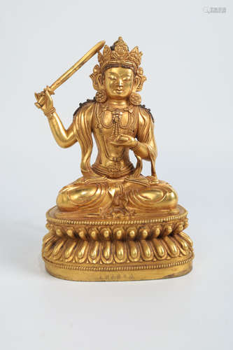 CHINESE GILT BRONZE SEATED BUDDHA