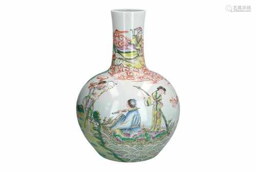 A polychrome porcelain vase, decorated with the eight immortals. Marked with seal mark Kangxi.