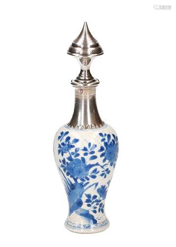 A blue and white soft paste porcelain vase, decorated with fishermen in a river landscape, with