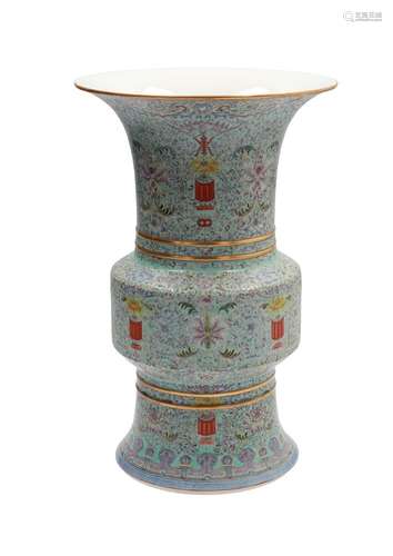 A polychrome porcelain vase, decorated with flowers and lanterns. Unmarked. China, 20th century.