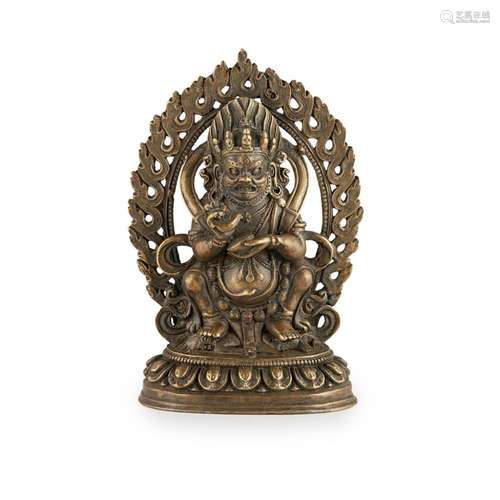 COPPER ALLOY FIGURE OF MAHAKALA 20TH CENTURY 18cm high