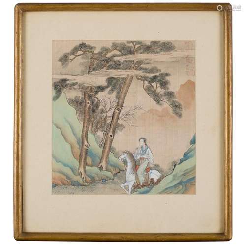 SET OF FOUR PAINTINGS DEPICTING CHINESE BEAUTIES QING DYNASTY, 19TH CENTURY 22cm high, 20cm wide (sight)