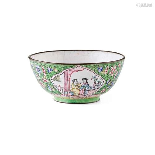 CANTON ENAMEL BOWL 19TH CENTURY 12cm diam