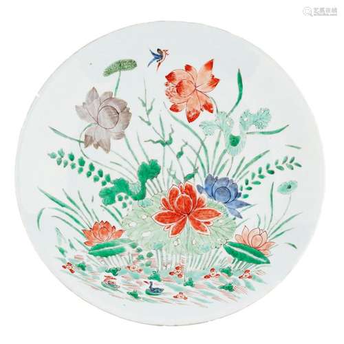 FAMILLE VERTE 'LOTUS' CHARGER KANGXI PERIOD 34.6cm diam