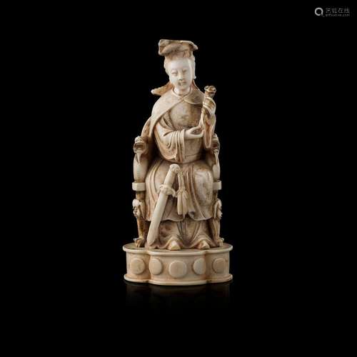 Y CARVED IVORY FIGURE OF EMPRESS LIU LATE QING DYNASTY/REPUBLIC PERIOD 18cm high