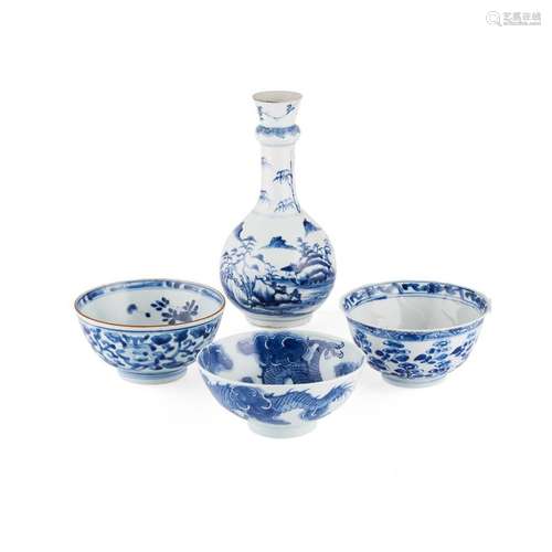 MISCELLANEOUS GROUP OF BLUE AND WHTIE PORCELAIN QING DYNASTY, 18TH/19TH CENTURY largest 25cm high