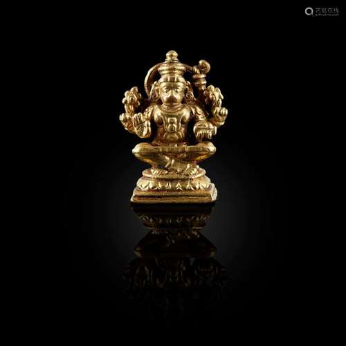 GILT-BRONZE MINIATURE FIGURE OF HANUMAN 3.2cm high