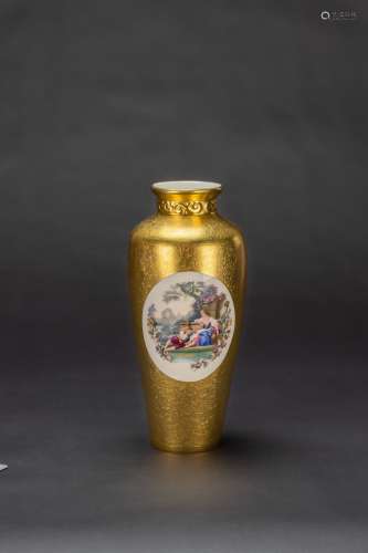 A Gilt Glazed Enamel’ Figure’ Porcelain Vase