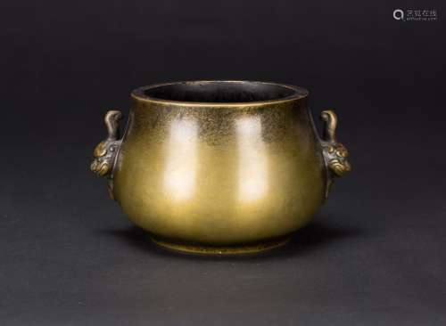 A Bronze Double Handle Censer‘With Da Ming Xuande Nian Zhi’ Mark