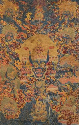 A Colored Embroidery Figure Of Vajrabhairava