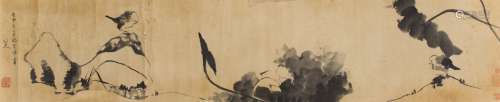 Attributed ToZhu Da(1626-1705) Ink On Paper,Handscroll, Signed And Seals with Many Collector Seals