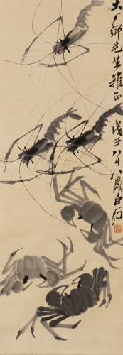 Attributed ToQi Baishi(1864-1957) Ink on Paper,Hanging Scroll, Signed And Seal