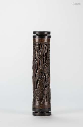 A Wood Carved Incense Cylinder