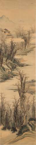 Attributed To Fang Cong(1686-1755) Ink And Color On Silk,Hanging Scroll, Signed And Seals