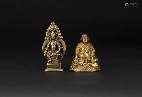 Qing-A Gilt-Bronze Figure Of Guru and Bronze Figure Of Bodhisattva