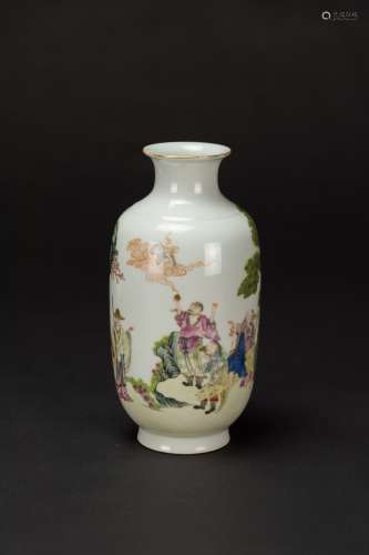 Republic-A Famille-Glazed ‘Luohan’ Landscrpe Vase