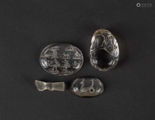 A Gourp of Four Clear Crystal,(1) 12 Zodiac