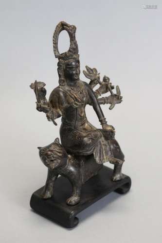 Chinese bronze Buddha seated on animal Qing dynasty