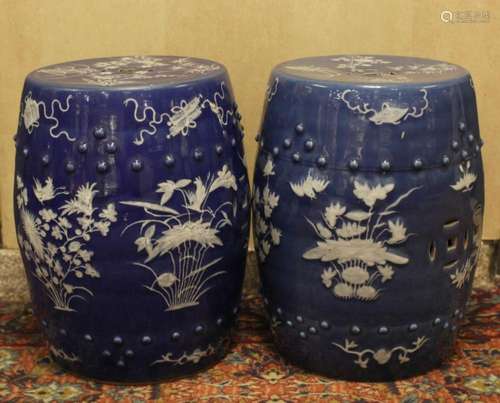 pair of Chinese porcelain garden seats Qing dynasty